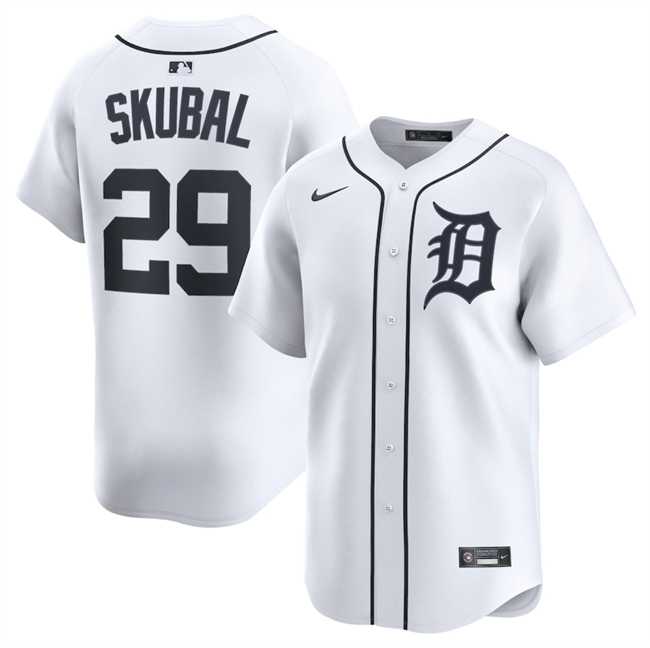Men%27s Detroit Tigers #29 Tarik Skubal White 2024 Home Limited Stitched Jersey Dzhi->cleveland guardians->MLB Jersey